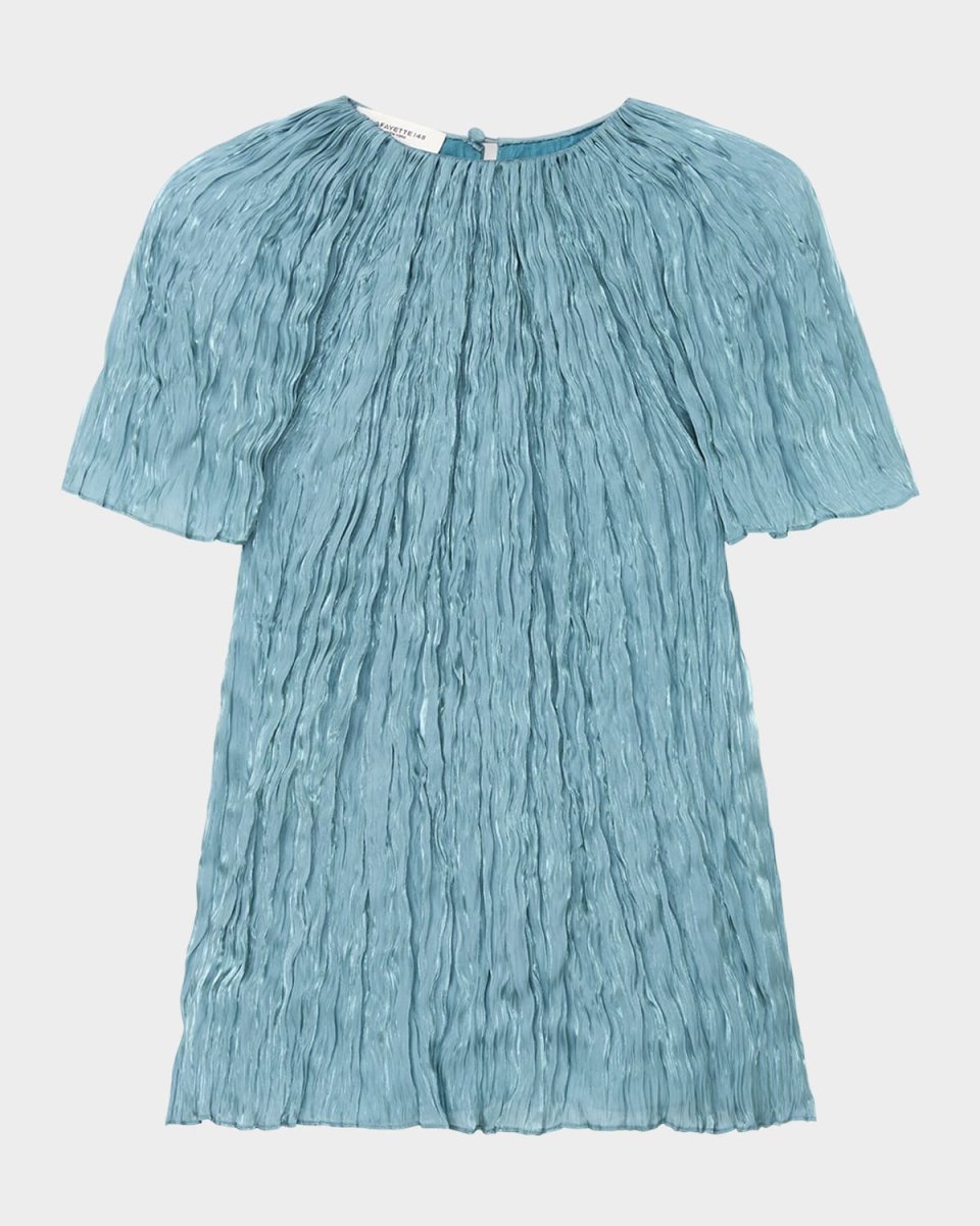 Raglan-Sleeve Shimmer Plisse Blous